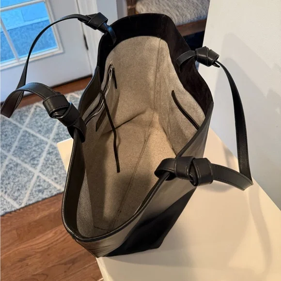 STAUD IDA Tote bag in calf leather and suede black medium large designer classic - Picture 14 of 15